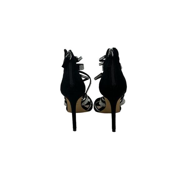 Aldo black with rhinestones strappy stiletto high heels sandals shoes size 7 - Picture 12 of 16